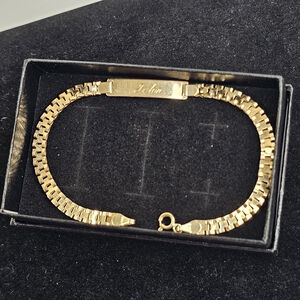 10K Yellow Gold ID Bracelet 7.25” Engraved “Love / John” 3.42g Vintage Link...